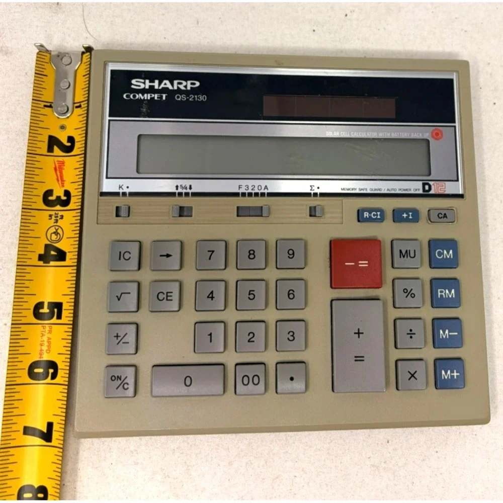Sharp Compet QS-2130 12-Digit Desktop Calculator Solar Battery Office Accounting
